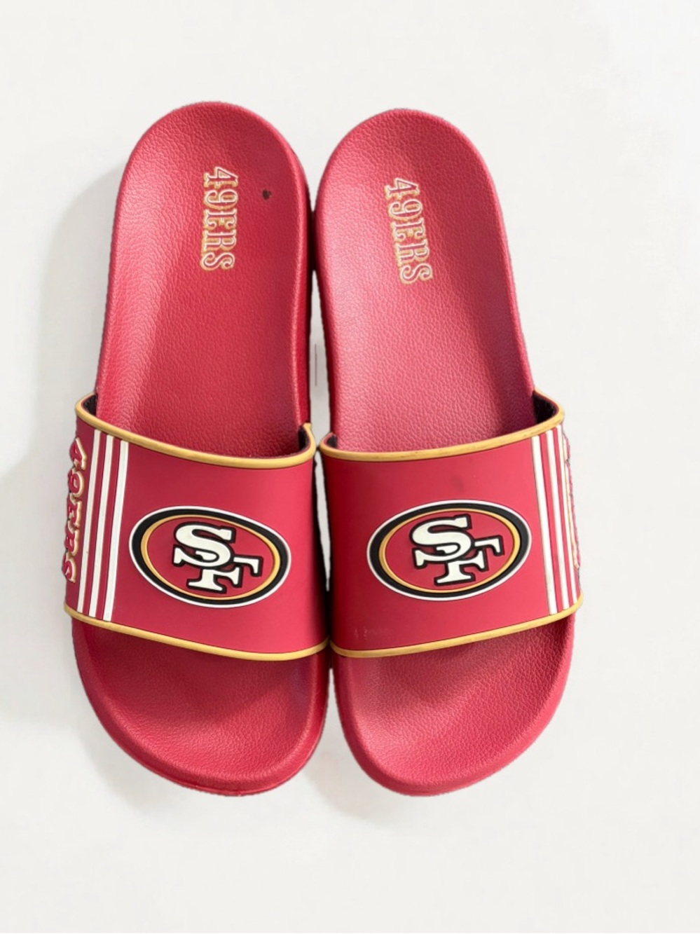 NFL San Francisco 49ers Kids Red and Gold Slide Sandals